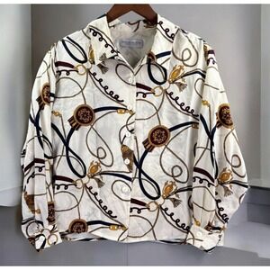 Valerie Stevens Silk Top Women 10 Vintage Padded Shoulders Blouse Luxury Money‎